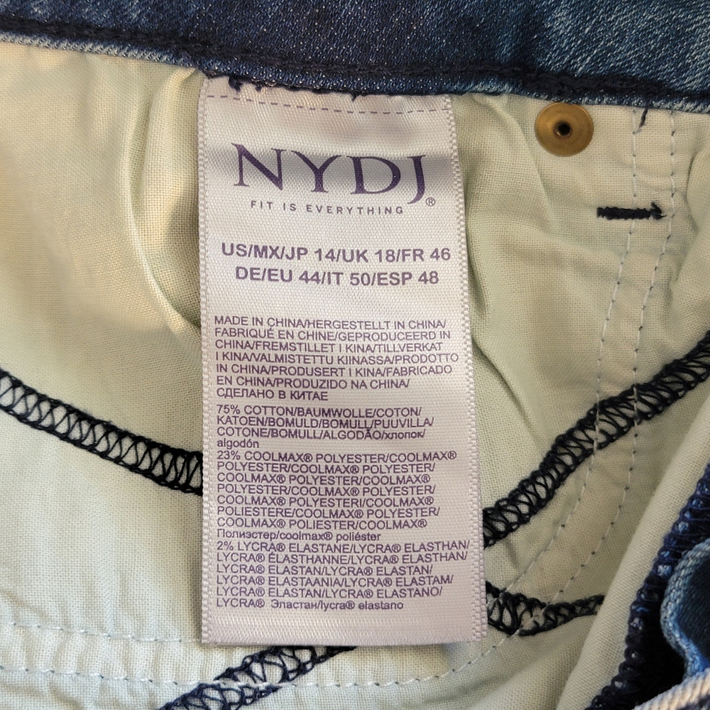 Not Your Daughters Jeans NYDJ Sheri Slim Ankle Embroidered Crop Light Wash 14 - Picture 10 of 12